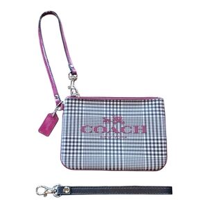Coach Pink and Black Checkered Wristlet